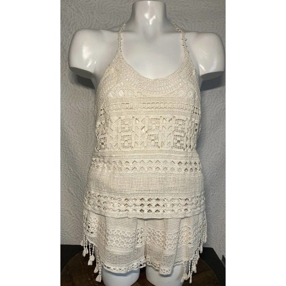 AQUA Cream 2 Piece Set Of Shorts And Tank Coachella Summer Outfit Size XSmall - Picture 11 of 12